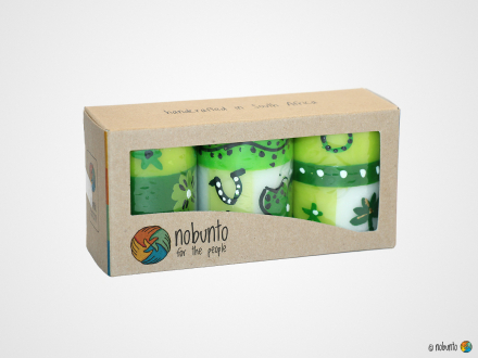 BAHATI Geschenkbox 3 x Stumpenkerze