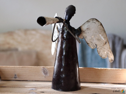 Deko-Objekt ENGEL mit Trompete Metall 25 cm