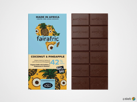 fairafric Bio Vegane Helle mit Cashew, Kokosnuss & Ananas 42 % (80 g)
