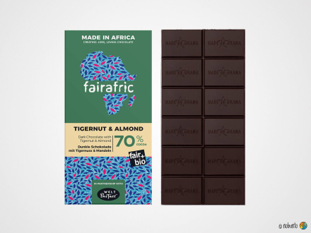fairafric Bio Zartbitter-Schokolade Tigernuss & Mandel 70 % (80 g)