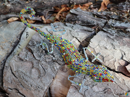 GECKO 33 cm bunt aus Draht & Perlen