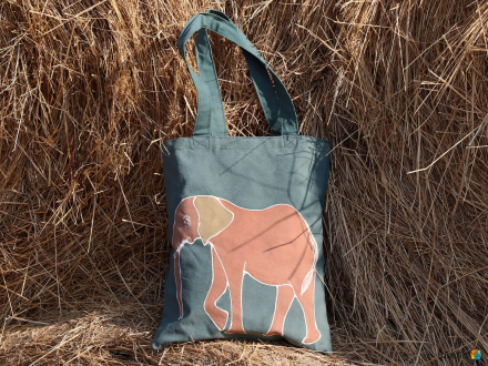 Stoffbeutel SAFARI ELEPHANT EARTH handbemalt