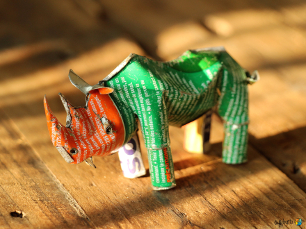 TIN ANIMAL Nashorn aus Getränkedose