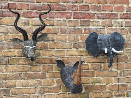 Wand-Deko ELEPHANT aus Draht & Perlen