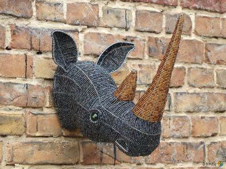 Wand-Deko NASHORN aus Draht & Perlen