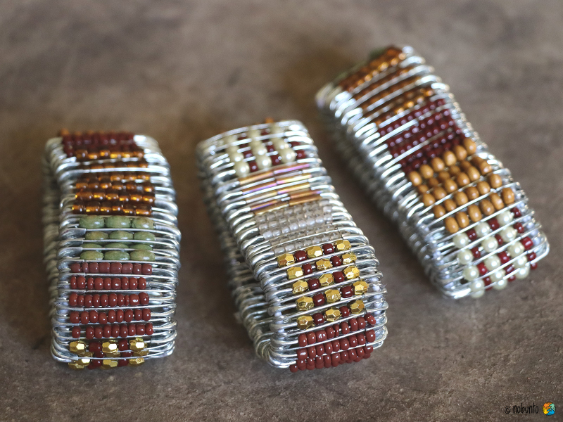 Armband SAFETY PINS grün-braun
