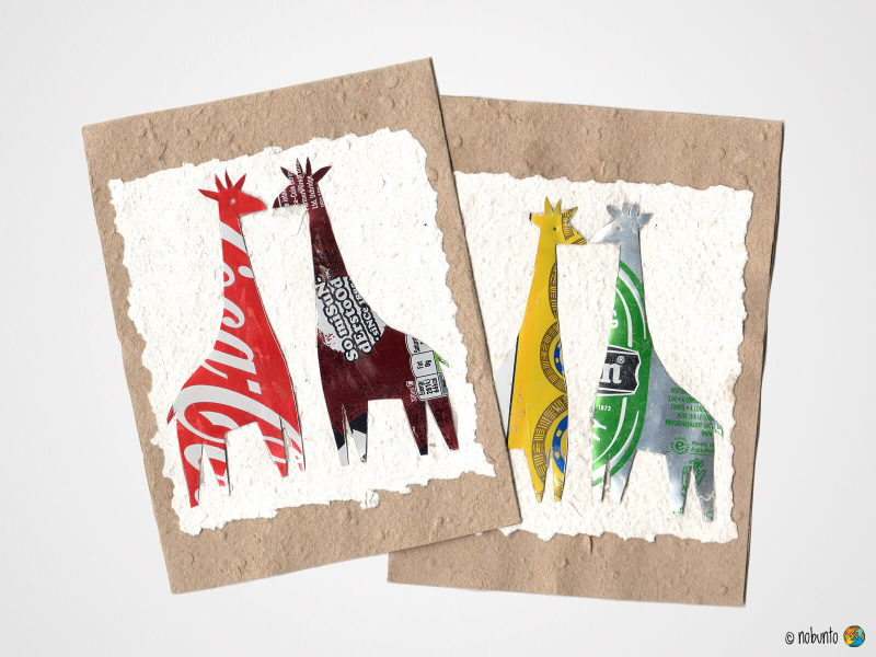 Recycling-Grußkarte GIRAFFE