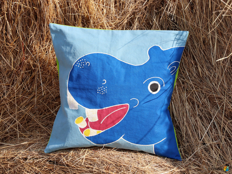 Kissenbezug SAFARI KIDS HIPPO handbemalt