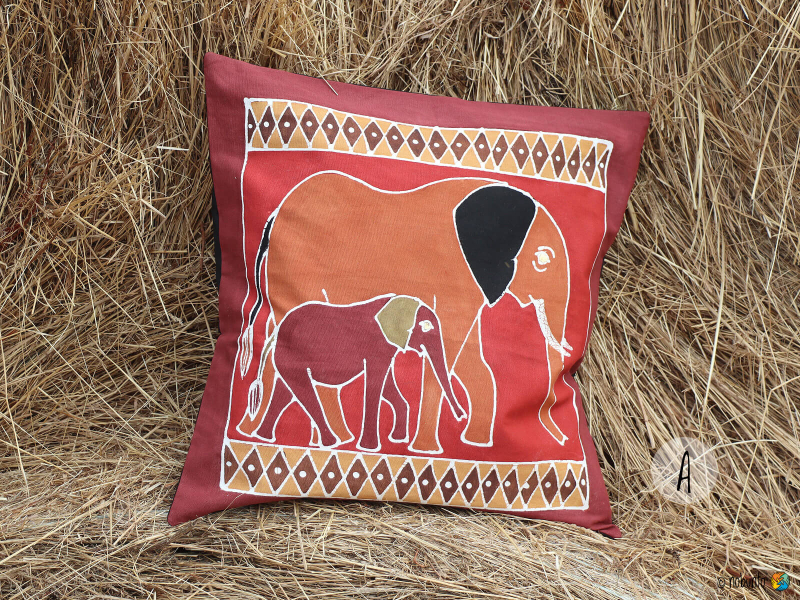 Kissenbezug SAFARI ELEPHANT BUSHWAYS handbemalt