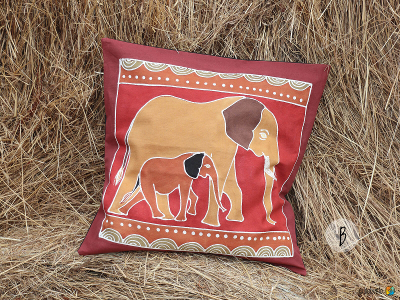 Kissenbezug SAFARI ELEPHANT BUSHWAYS handbemalt