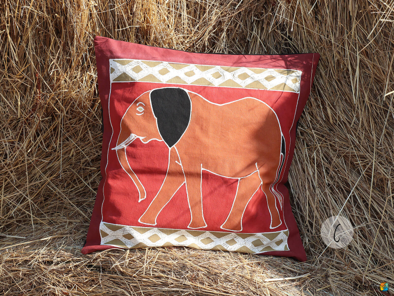 Kissenbezug SAFARI ELEPHANT BUSHWAYS handbemalt