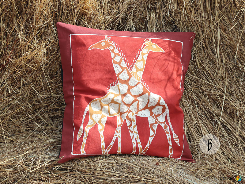 Kissenbezug SAFARI GIRAFFE BUSHWAYS handbemalt