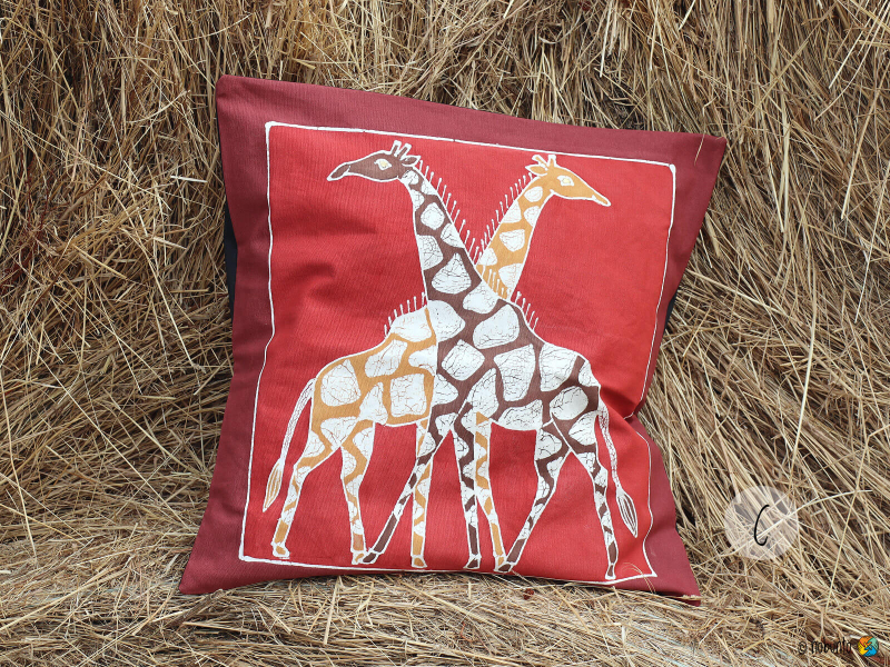 Kissenbezug SAFARI GIRAFFE BUSHWAYS handbemalt